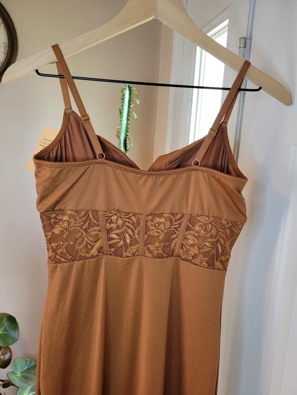 NEW Popilush Corset Cocktail Brown Long Lace Shaper Dress, Size Womens Large - Picture 5 of 8